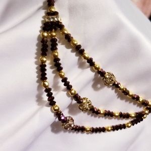 Gold and Dark Purple Fashion Jewelry Necklace